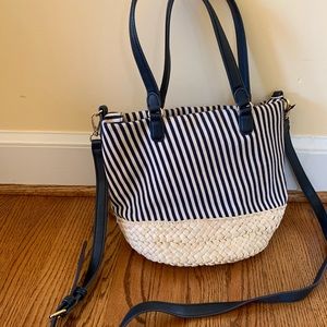 Talbots cloth and straw purse